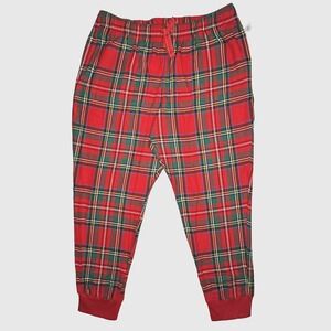Old Navy Pants Mens Large Red Plaid Flannel Jogger Pajama Sleep 100% Cotton